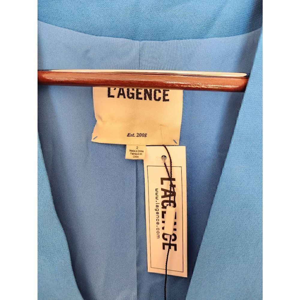 L'AGENCE Elleta collarless blazer Daphne blue size 2 NWT satin crepe - Picture 3 of 11